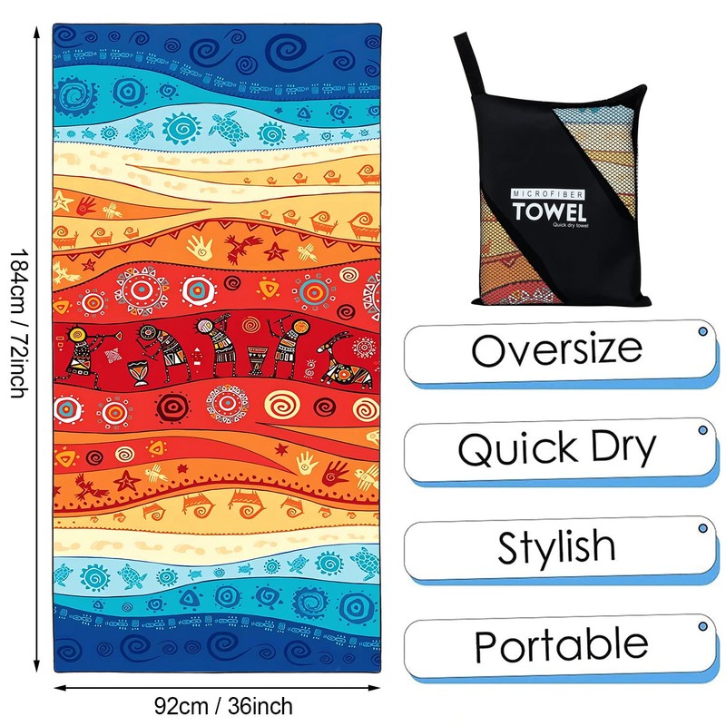 Zomer Beach Towel Large 90 x 180 cm Microfibre Quick-Drying