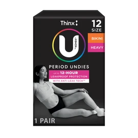 U by Kotex Thinx Period Undies Black Bikini Size 12 Heavy