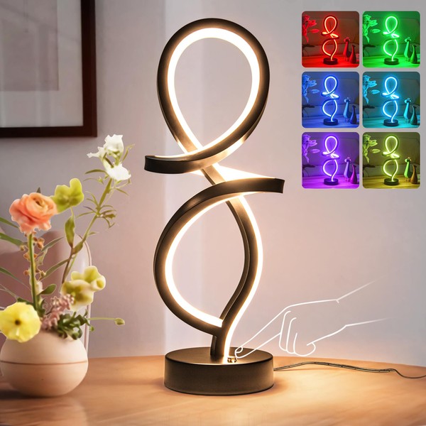 Mayful Modern Table Lamp, LED Spiral Lamp, RGB Table Lamp,