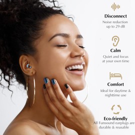 Fita+ Soft Reusable Ear Plugs for Noise Reduction up to 33dB, 4 Pairs XS/S/M/L, Soft Silicone Ear Plugs for Sleeping, Ear Plugs Noise Cancelling for Work, Focus - Blue