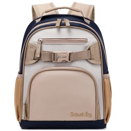 Sawkig Toddler Backpacks for Boys Preschool Water Resistant Bookbag for Kids 2-4 (Brown Gray)