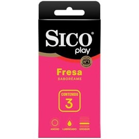 Sico Play, Condón de látex texturizado sabor fresa 3 piezas