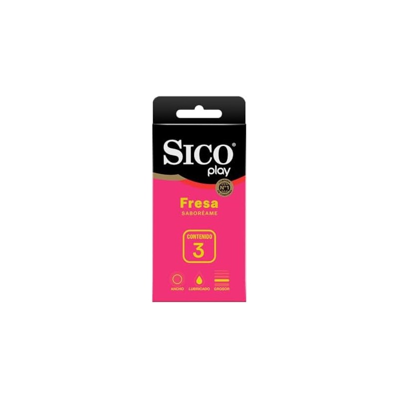 Sico Play, Condón de látex texturizado sabor fresa 3 piezas