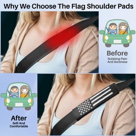 2PCS Car Seat Belt Covers Pads for American USA Flag, Seatbelt Covers Compatible with Most Car Backpack Handbag Carmera, Soft Seatbelt Cushion For A More Comfort Driving & Protect Your Shoulder