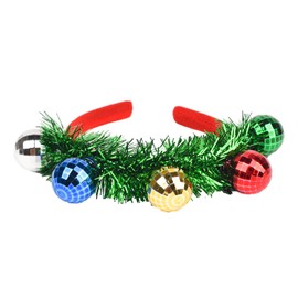 MFUOE 2 Pieces Christmas Hair Hoop Colorful Spotlight Ball Headband Xmas Tassel Hair Accessories for Christmas Party Cosplay Headdress Accessories