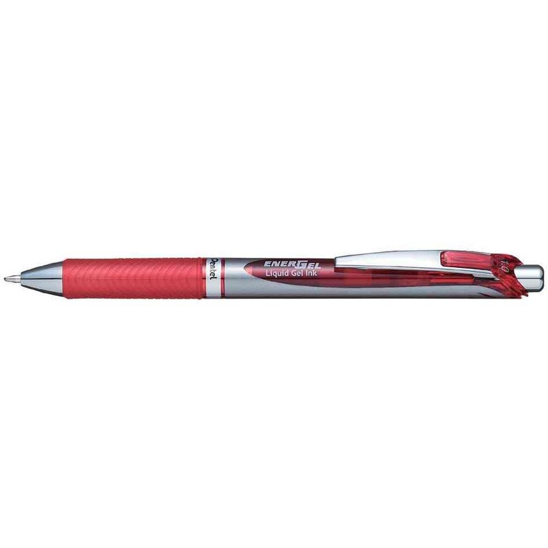 Pentel EnerGel Retractable Ballpoint Pen 1 mm Metal Tip Red