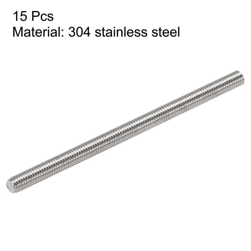 sourcing map Fully Threaded Rod M3 x 50 mm 304
