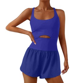 UNIANKIYA Womens Running Onesie Jumpsuits Workout Rompers One Piece Exercise Athletic Outfits Gym Yoga Clothes With Pockets