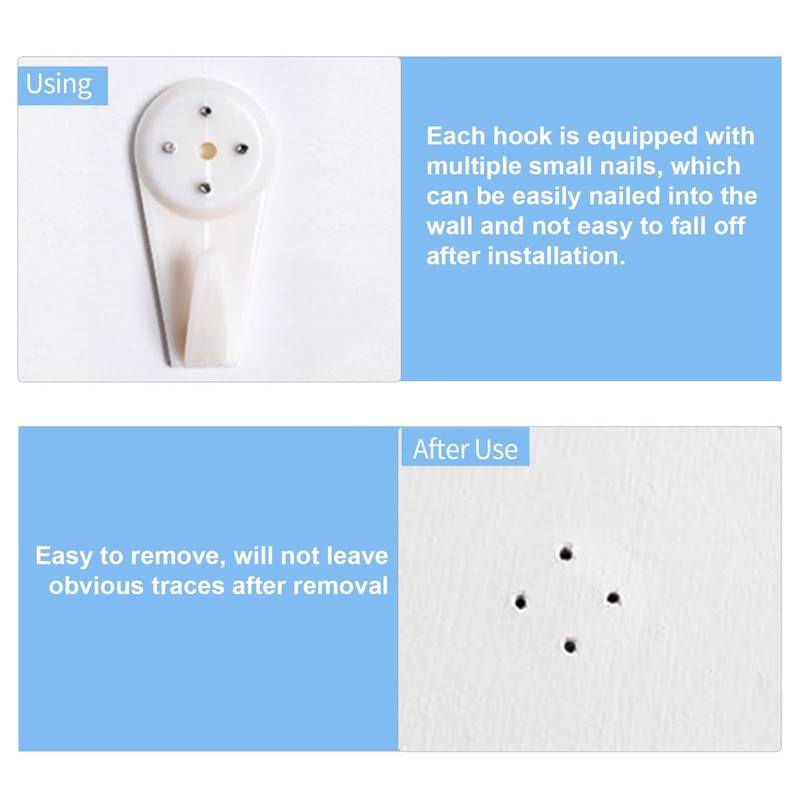 DOETYD 44pcs Picture Hooks Non-Trace Hangers Suitable for Hanging Paintings