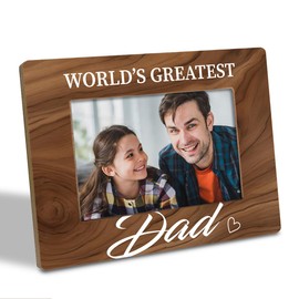 Dad Gift, Father Gift, World's Greatest Dad Photo Frame for Wall & Table Decor, Holds 4 x 6 Inch Photo, Farmhouse Wooden Picture Frame Gift, Father's Day Gift for Best Dad, Dad Birthday Gift