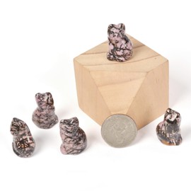 Carved Natural Matrix Rhodonite Cat Guardian Statue Home Decor Reiki Chakra Healing Crystal Desk Gemstone Decoration Stone Crafts Gemstone Collectible Gift