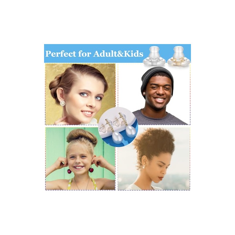 Silicone Earring Backs, Clear Locking Secure Earring Backs for Studs,