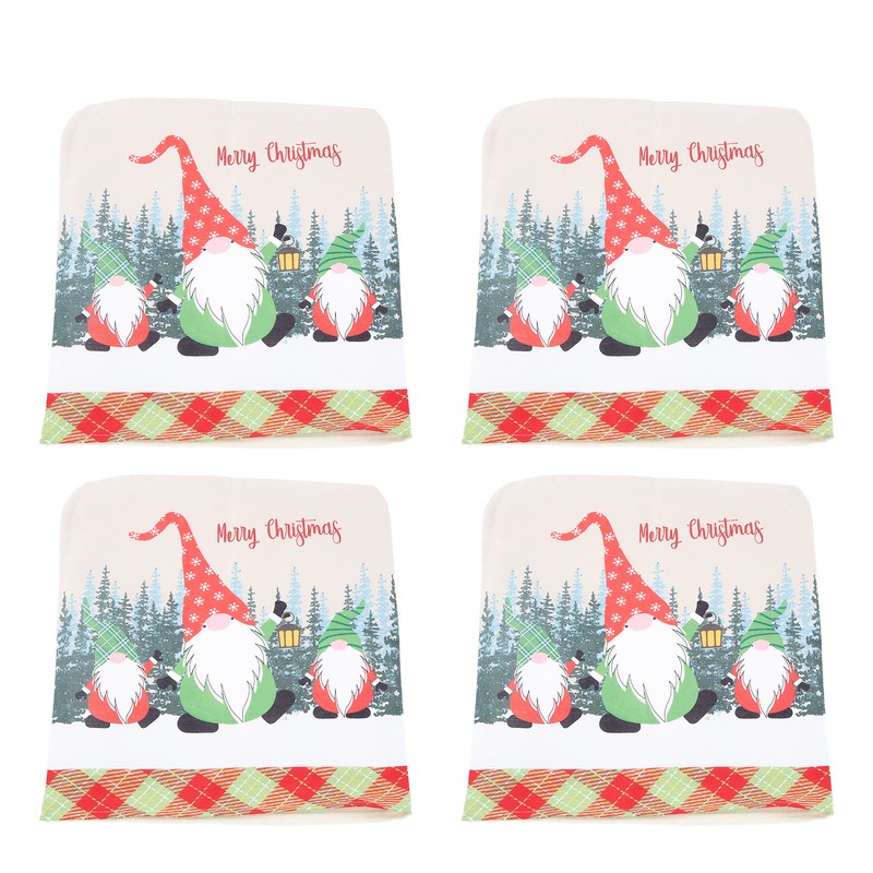 4pcs Chair Covers Soft Elastic Stretch Santa Claus Pattern Dining