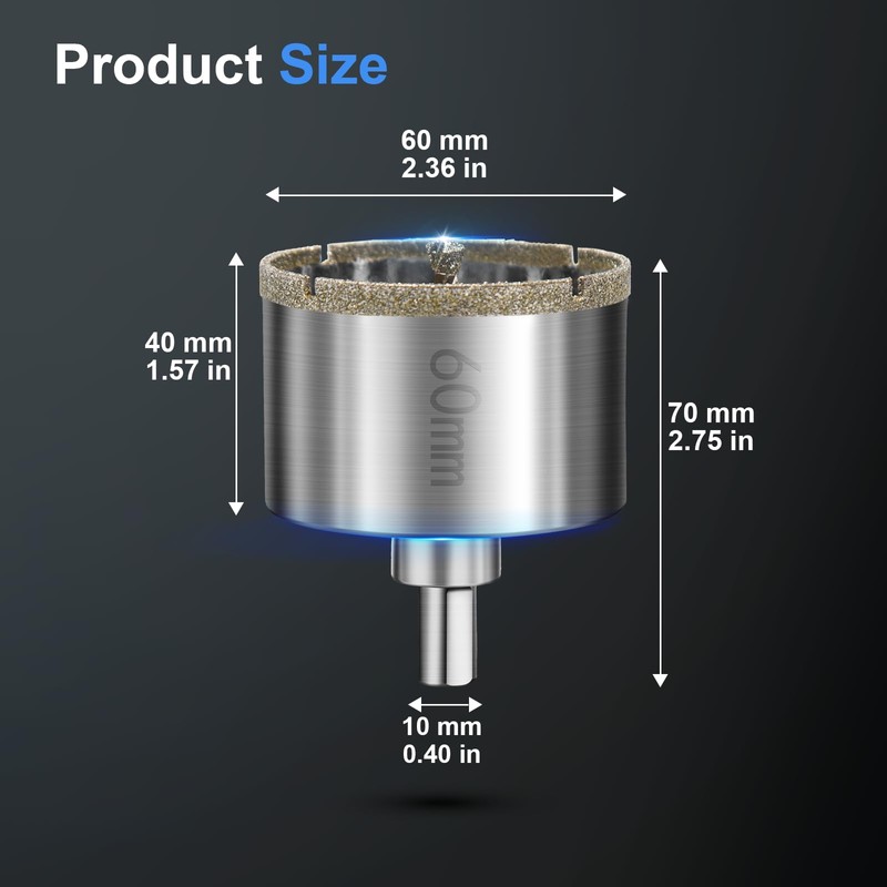 Diamond Drill Bit Hole Saw 60 mm with Centre Drill