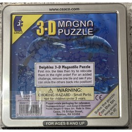 MAGNA 3D Magna Puzzle DOLPHINS - Magnet tiles with tin storage case.
