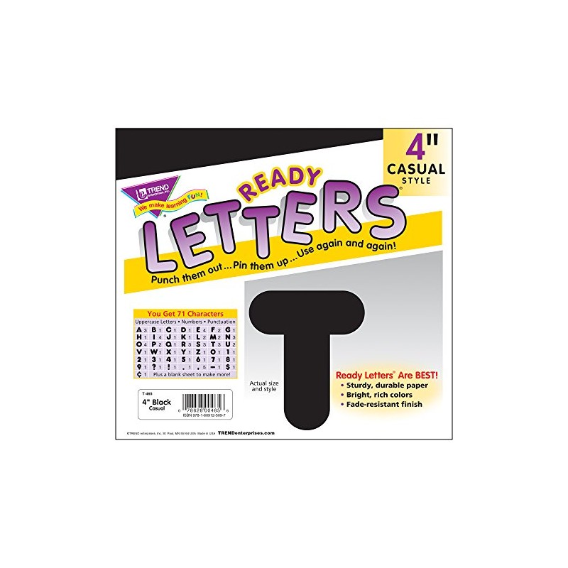 TREND enterprises, Inc. Black 4" Casual Uppercase Bulletin Board Ready