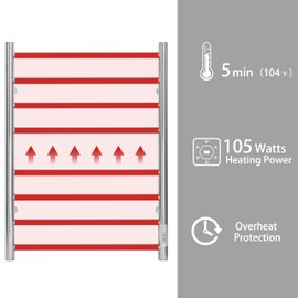 KEG Towel Warmer Wall Mounted with Built-in Timer 8 Bars Electric Stainless Steel Heated Towel Racks for Bathroom, Hot TW-8-PC Towel Warmer 8 bars polish chrome