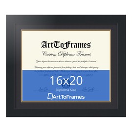 ArtToFrames 16x20 inch Diploma Frame & Certificate Frame with Satin Black Wide MDF Picture Frame, Black and Gold Matting, Regular Acrylic and Easy To Hang Wall Hanging Hardware