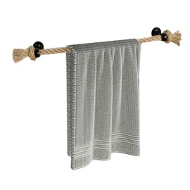 Perfeso.L 18'' Nautical Rope Towel Bar Black Coastal Towel Rack Unique Knot for Nautical Bathroom Decor Wall Mounted Bathroom Accessories Towel Holder