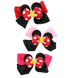 Hair bow with Polka Dot Bow Center - Set of 3 (Mix)