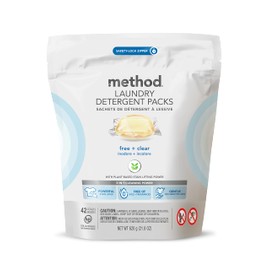 Method Laundry Detergent Packs; Fragrance Free + Clear; Plant-Based Stain Remover that Works in Hot & Cold Water; 42 Packs per Bag; (Pack of 1)