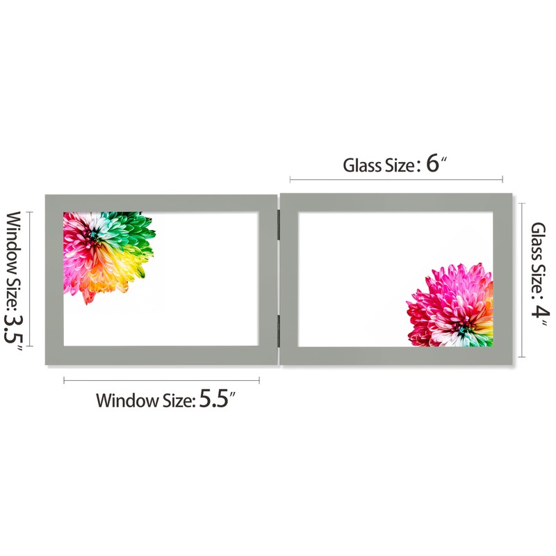 JD Concept Double 4x6 Horizontal Combo, Grey Wood Picture Frame,