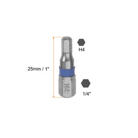 sourcing map Pack of 8 H4 Hexagonal Screwdriver Bit 4 mm 1/4 Inch Hex Shank 1 Inch Length S2 Steel Magnetic Power Drill Bit