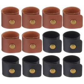 PATIKIL Napkin Rings, 2 Pcs Leather Napkin Rings Rustic Holder for Table Decor Thanksgiving Farmhouse Wedding Fall Banquets Dinner Party Ornaments Classic, Brown & Black