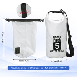 YELARXI Waterproof Dry Bag, 5L Fit for Women Men Water Proof Bags Lightweight Dry Storage Floating Backpack with Whistle for Travel Backpacking Boating Kayaking Camping (White)