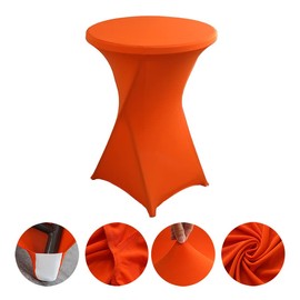 iEventStar 30 inches 32'' Highboy Cocktail Round Stretch Spandex Fitted Table Cover High Top Square Corners Tablecloth (30''-32'' Dia x 42'', Orange)