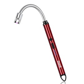 Ounil Electric Lighter Candle lighters USB Rechargeable Type-C Windproof Flameless arc Lighter LED Battery Display, Suitable for Light Candle Firework BBQ Camping (Red