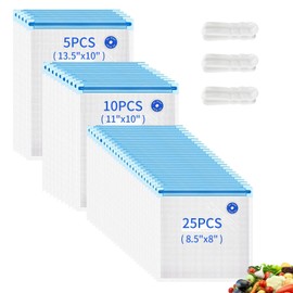 Reusable Sous Vide Bags, 40 PCS 3 Sizes (25 Pcs 8.5"x8", 10 Pcs 11"x 10" and 5 Pcs 13.5"x 10") Vacuum Sealer Zipper Bags for Food Storage, 3-in-1 Large Sous Vide Vacuum Bag for Meal Prep or Storage