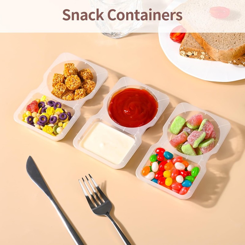 Collenatsy Reusable Snack Container, Double Compartment Snack Pack Container with