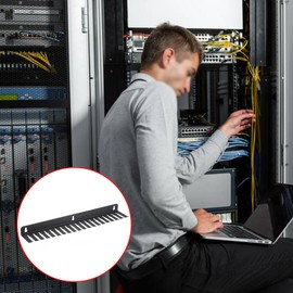 Sumnacon Wall Mountable Cable Hanger and Organizer Steel Cable Rack with 19 Cable Slots Width from 5-9mm,Sturdy Cable Holder Wall Mount Black Cord Rack Organizer for Office Studio Desk Bench Workshop