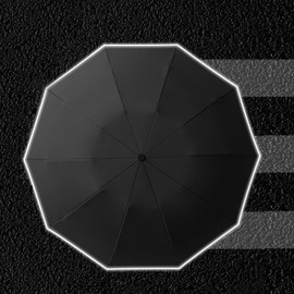 WARCSYT Inverted Umbrella with Reflective Strips,40inches Foldable Windproof Umbrellas for Rain, Automatic Compact Mini Umbrella Made of 210T high-end pongee fabric and 10 sturdy fiberglass ribs for