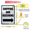 Shipping and Receiving Sign, Right Arrow Directional, Black, Mounting Holes,
