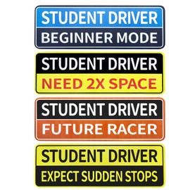 Student Driver Magnet for Car, 300ft Night Visibility Magnetic Sign, All-Weather PVC Safety Stickers for New Drivers & Driving Schools, 4-Pack Gift Set