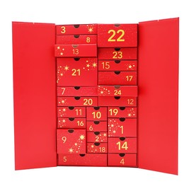 2024 24 Days Advent Calendar Empty Large to Fill Cosmetics, Makeup, Perfume Packaging Paper Box, Christmas Gifts Cardboard (Red)