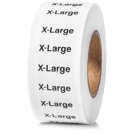 250pcs X-Large Clothing Size Strip Labels, 1.25" x 5" Labels, X-Large, 250 Labels/Roll, Clear Clothing Size Strip Sticker Labels for Shirts, Pants, Accessories, Retail Clothing