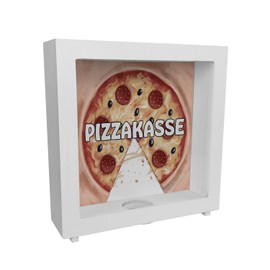 Pizza Box Frame Wooden Money Box with Pizza Motif Funny Piggy Bank to Save on the Next Party Pizza or as a Funny Gift for Pizza Fans