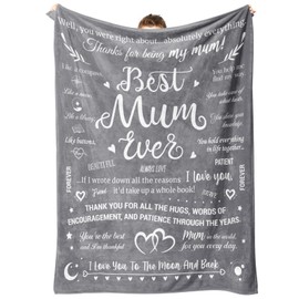 Niyewsor Mum Birthday Gifts, Blanket Gifts for Mum from Daughter Son, Mum Gifts for Mum Mummy, Best Mum Ever Blanket 50 x 60 IN, Mum Presents for Christmas Valentine's Mothers Day