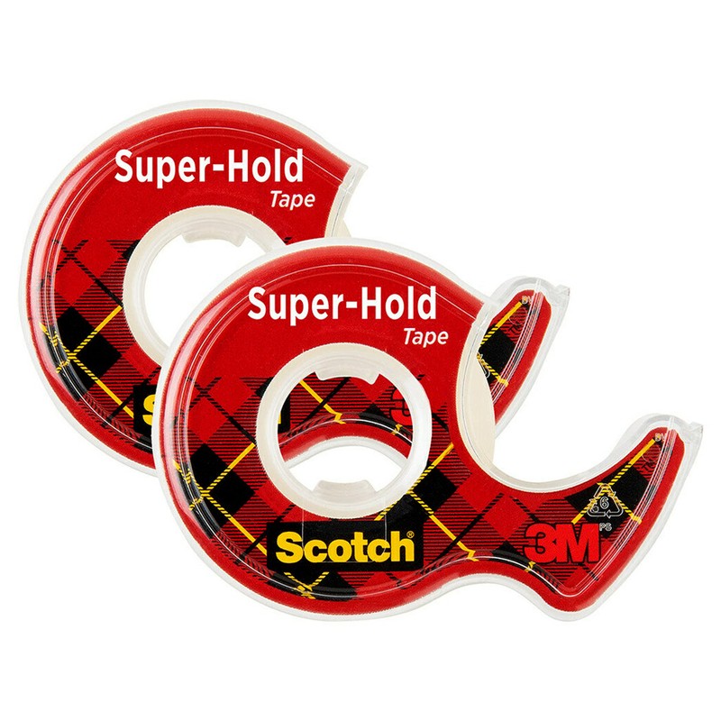 Scotch Super-Hold Tape, 2 Rolls, Transparent Finish, 50% More Adhesive,