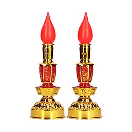 Candle Lamp Candle Lamps Electric Lotus Lamp Chinese Lamps Buddhist Decor Buddhist Chinese Style Traditional Retro Buddhist Decor Lamp Light Red Color 1 Pair