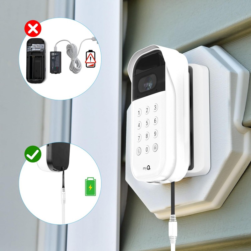 20ft Power Adapter Kit for myQ Smart Garage Video Keypad,Angle