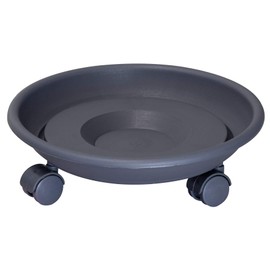 WAGNER Pflanzenroller SERIE K Ø 27,5 x 8,5 cm I Untersetzer & Blumenroller für Außenbereich + Innenbereich I Kübelroller aus Kunststoff, anthrazit I Tragkraft 30 kg I Made in EU - 20102201