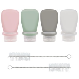 TACYKIBD 4Pcs Salad Dressing Container to Go, Mini Squeeze Bottles for Sauces, Small Condiment Bottles, Travel Condiment Containers for Lunch with 2Pcs Cleaning Brush(2oz, Bandage)