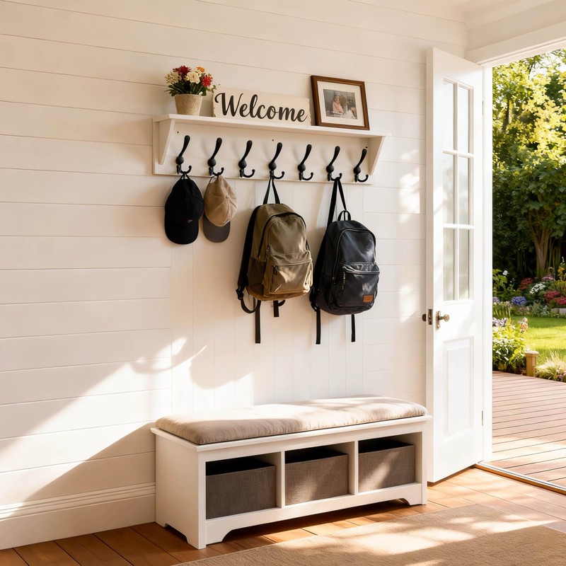 Dseap Wall Mounted Coat Rack Shelf - 24” Heavy Duty