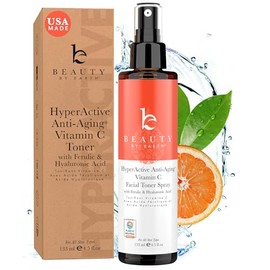 Tónico facial con vitamina C, fabricado en Estados Unidos con ingredientes naturales y orgánicos, tóner facial iluminador de piel sin alcohol para pie