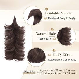 FESHFEN Messy Bun Hair Pieces - Wired Hair Bun Scrunchies Ponytail Flexible Wrap Around Synthetic Hairpieces for Women, Dark Brown 1.9 oz