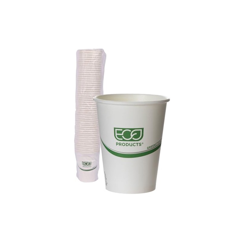 ECO PRODUCTS GreenStripe Disposable Paper Coffee Cups, Single Wall Hot